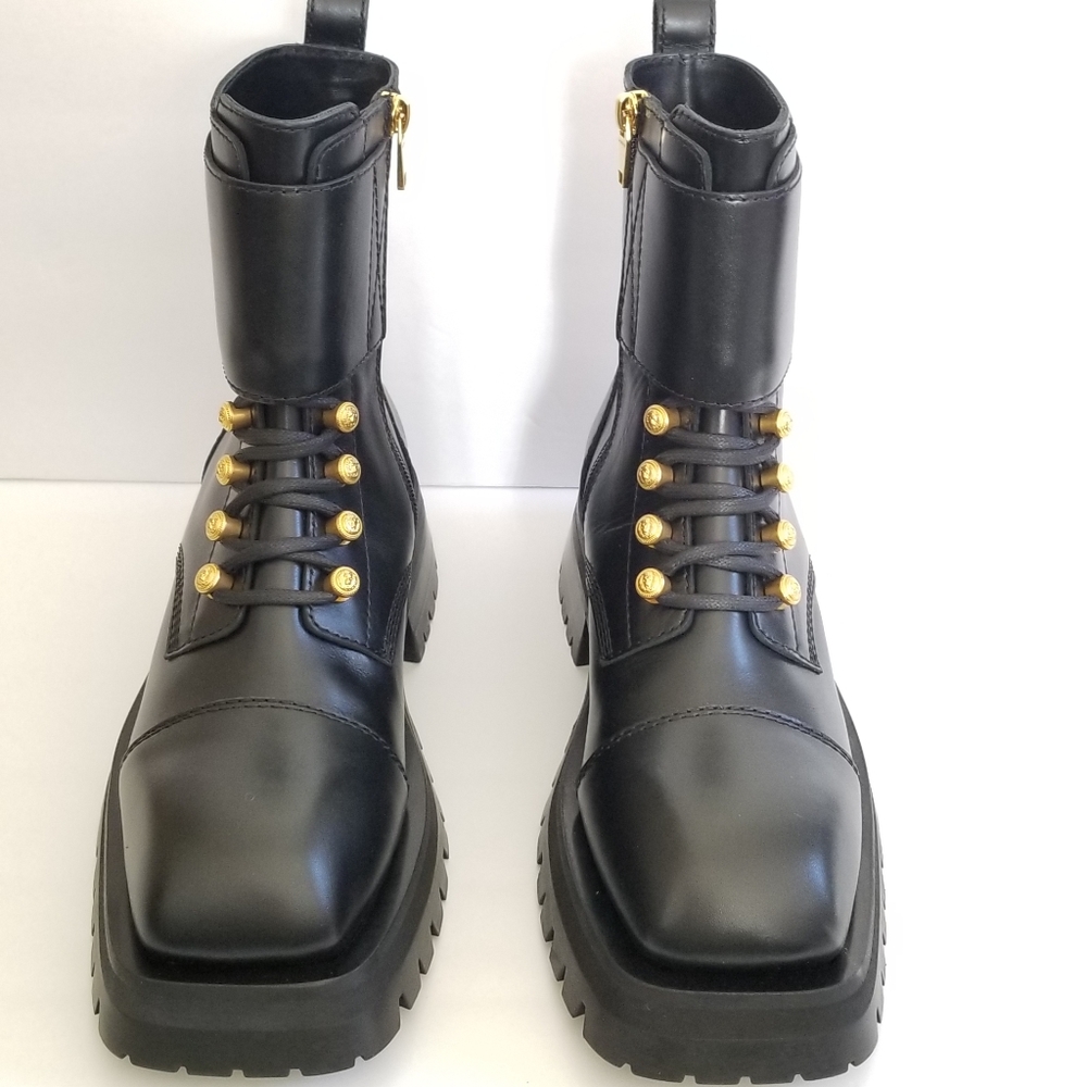 Balmain Ranger Army Leather Combat Boots Black Size 38.5 - Picture 10 of 11